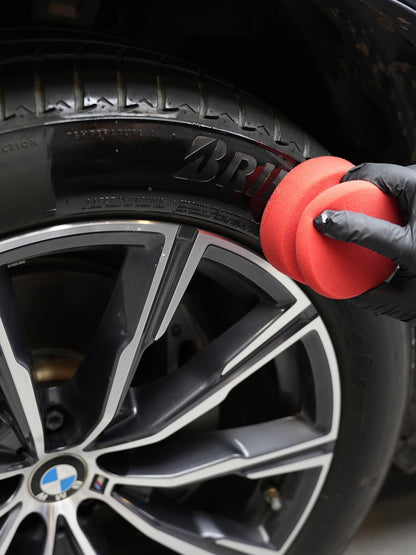 SPTA Tire Shine Applicator, 6Pcs Foam Applicator Pads, Round Shape Side Pressing Hand Polishing Sponge Pads Kit Tire Shine Applicator Pad Tire Dressing Applicator Pad for Applying Tire Shine