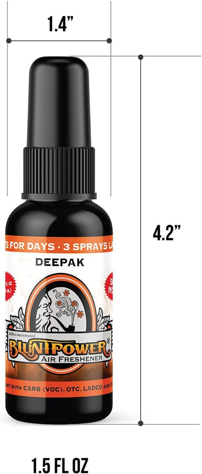 BluntPower (Baby Powder, 1 Pack) Concentrated Air Freshener Spray - Oil-Based Room Diffuser Spray - Long-Lasting Bathroom Scent, Car Freshener & Odor Eliminator - Colors A