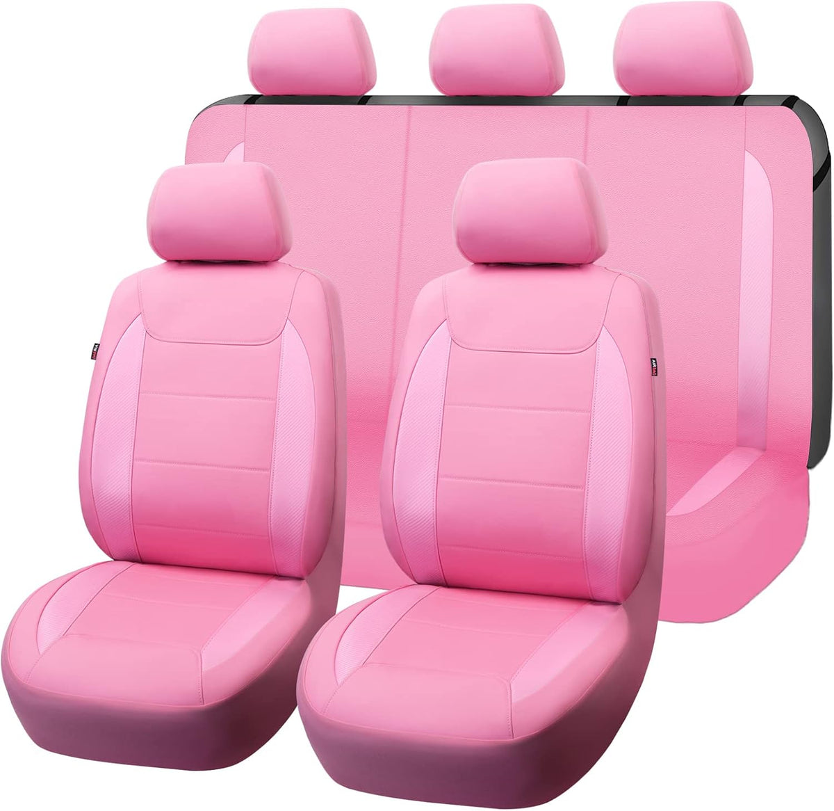 Flying Banner Carbon Fiber Leather Vehicle Seat Covers, Leopard Gray Black, Universal Fit - 8PCS