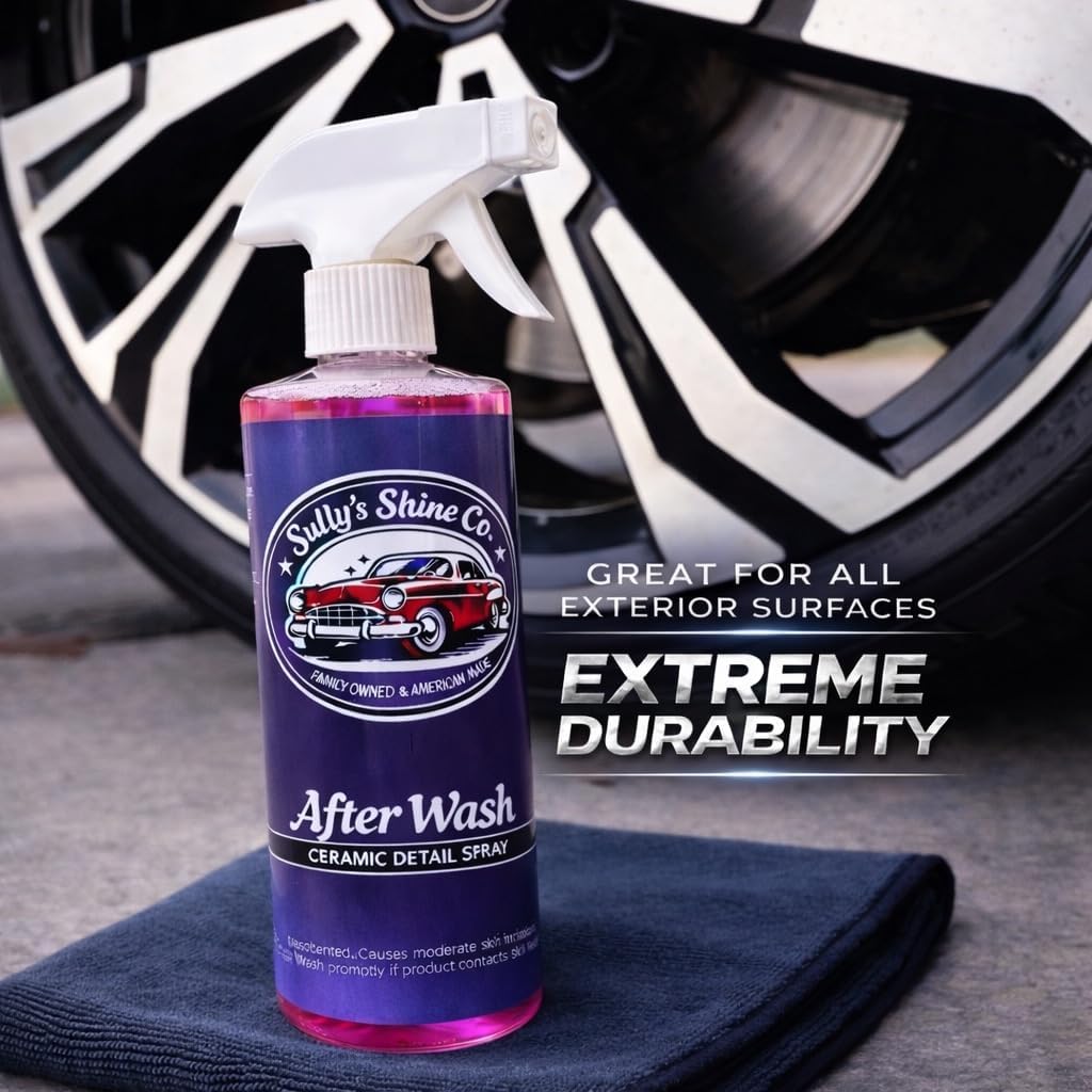 Sully’s After Wash Ceramic Spray Coating – SiO2 Quick Detailer – High Gloss, Water Beading & Hydrophobic Protection – Streak-Free Spray Sealant for Cars, Trucks & RVs – 16 oz