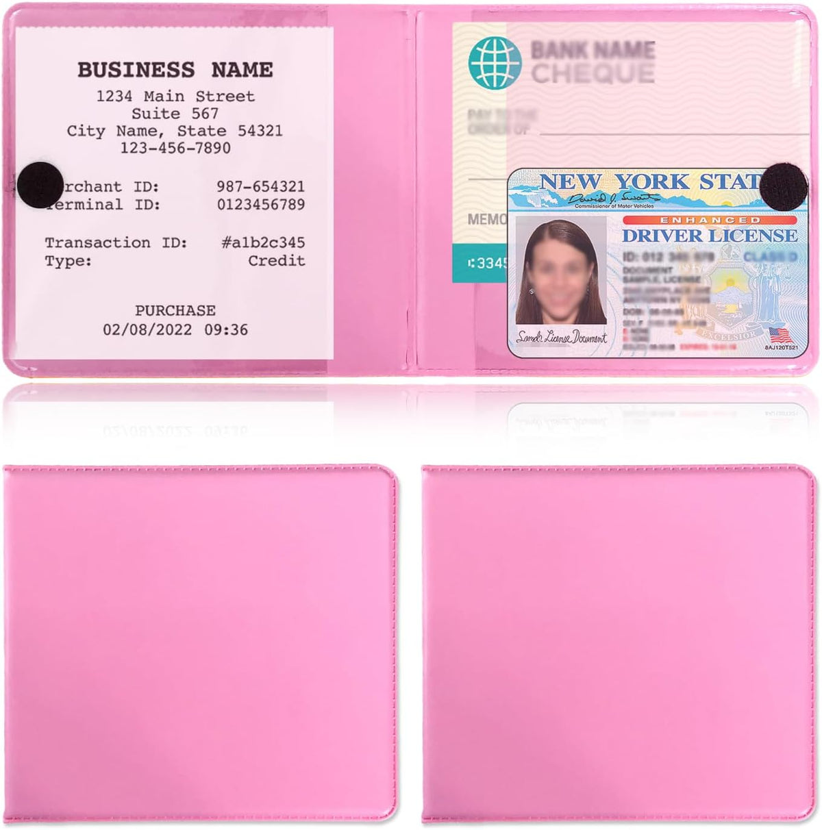Kewucn 1 PC Car Registration Insurance Holder, Essential Auto Card Glove Box Organizer, Vehicle Interior Accessories Perfect for Most Car, Truck, SUV (10.55''×4.8'', Pink)