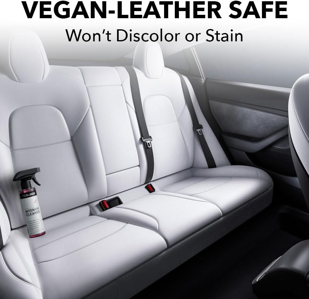 Tesla Seat Cleaner & Stain Remover, Interior Cleaner for Black & White Vegan Leather, Interior Cleaning Products | Tesla Model Y Juniper Accessories 2026, Tesla Model 3 Accessories, S, X, Cybertruck