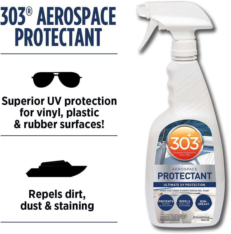 303 Products Marine Aerospace Protectant Spray, UV Protection for Boat Vinyl & Surfaces – Repels Dust, Dirt & Staining, Matte Finish, Restores Like-New Appearance, 32 oz