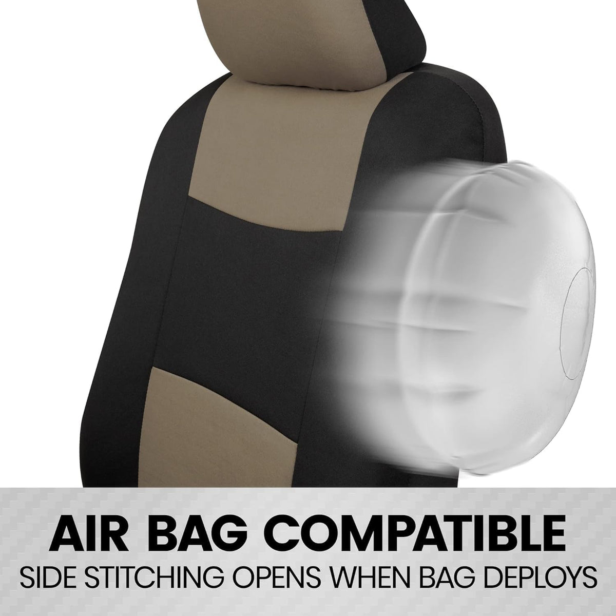 BDK PolyPro Car Seat Covers Full Set in Charcoal on Black – Front and Rear Split Bench for Cars, Easy to Install Cover Set, Accessories Auto Trucks Van SUV