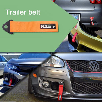 RASTP High Strength Racing Tow Strap, Tow Hook Fit for Front or Rear Front Bumper Decorative Trailer Belt (Black)