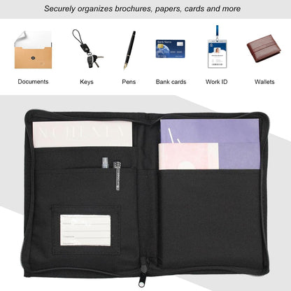 Car Registration Insurance Holder, Glove Box Compartment Organizer Owner Manual Zipped Case, Multipurpose Oxford Cloth Vehicle Document Holder for Essential Gadgets Cards