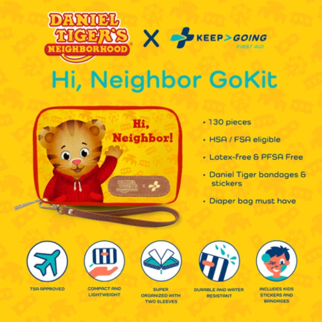 KeepGoing Travel First Aid Kit for Kids – 130 Pc. for Car, Home, Purse, Diaper Bag & Backpack with Latex-Free Bandages - Mini First Aid Kit Travel Size TSA-Approved