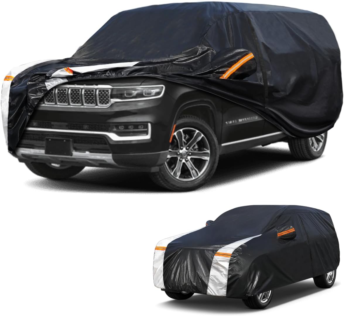 Large SUV Car Cover for Chevy Suburban 100% Waterproof All Weather, Heavy Duty Outdoor Full Exterior Covers Rain Sun Wind UV Protection. - Colors A