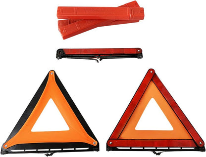 Foldable Warning Triangles Road Safety Triangle Kit, 3 Pack of Reflective Triangle Sign with Storage Case, DOT Approved