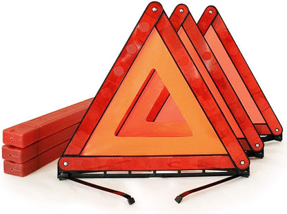 Foldable Warning Triangles Road Safety Triangle Kit, 3 Pack of Reflective Triangle Sign with Storage Case, DOT Approved