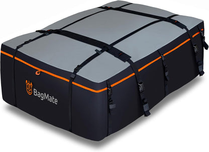 19 Cubic Feet Roof Bag – Safety Tested Heavy-Duty Waterproof Rooftop Cargo Carrier for All Cars & SUVs (with or Without Rack) – Includes Protective Mat & Storage Bag – Military-Grade 840D PVC
