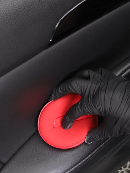 SPTA Tire Shine Applicator, 6Pcs Foam Applicator Pads, Round Shape Side Pressing Hand Polishing Sponge Pads Kit Tire Shine Applicator Pad Tire Dressing Applicator Pad for Applying Tire Shine