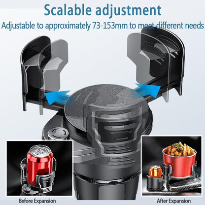 Upgrade Dual Cup Holder Expander, 2 in 1 Multifunction Cup Holder for Car with Lock, 360° Rotating Car Cup Drink Holder with Adjustable Base, Cupholder Expander for Large Water Bottles, Cups