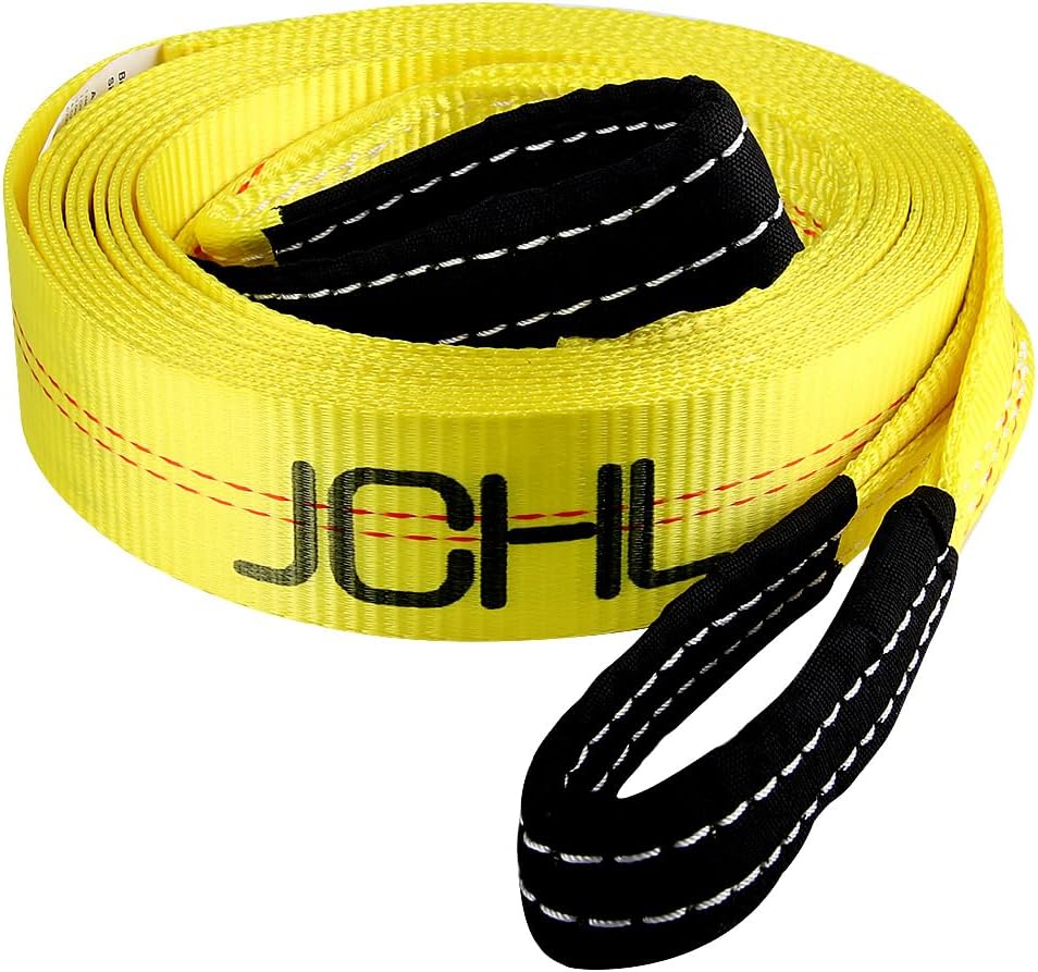Recovery Tow Strap with Reinforced Loops 2inx20ft Heavy Duty 26,000lb Break Strength Vehicle Recovery Rope for for Car Truck Jeep ATV SUV Reinforced Loops, Protective Sleeves