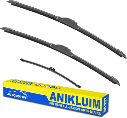 ANIKLUIM® 28"+28" Wiper Blades with 16" Rear Wiper Blade Set Replacement for 1996-2007 Caravan Town & Country Windshield Wipers Original Factory Quality (Pack of 3) - Colors B