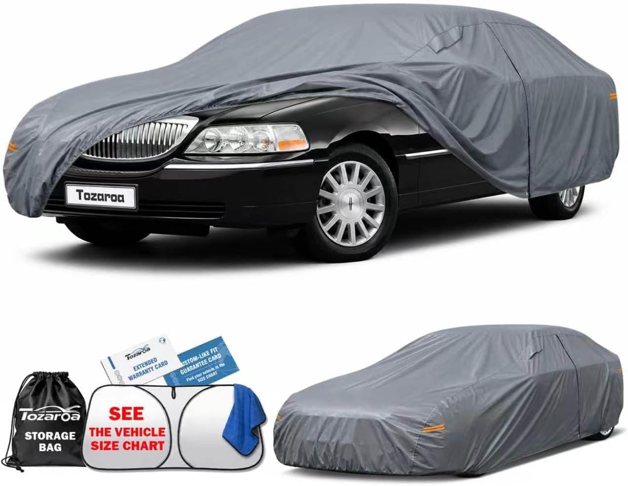 SUV Cover Waterproof All-Weather,Outdoor Full Exterior Automobiles SUV(Length 182-190 inch) with Windshield Sun Shade Universal Fit Toyota RAV4,CRV,Model Y,Q5,Size S2 (See SizeChart)