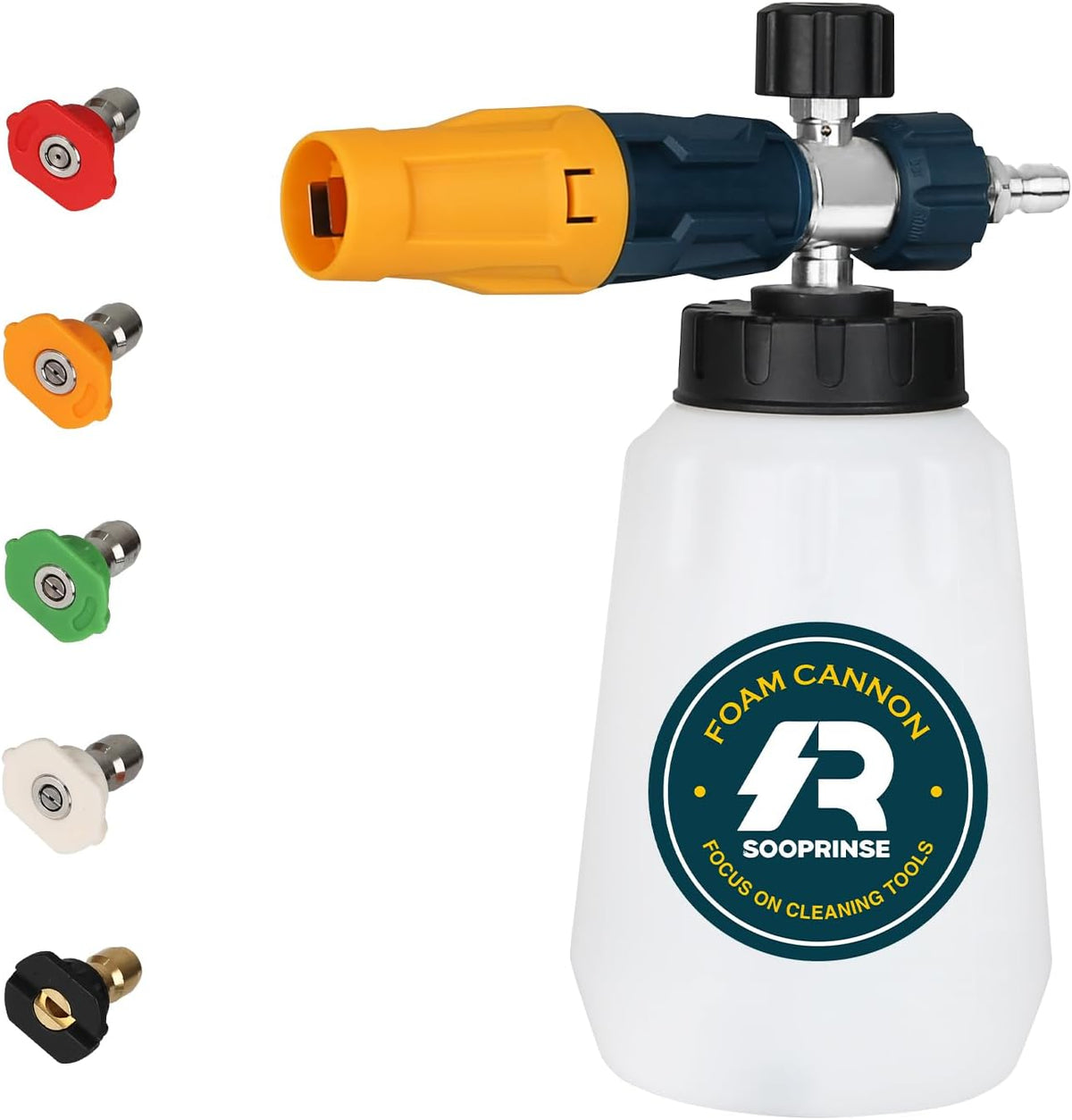 Sooprinse Short Pressure Washer Gun With Foam Cannon, High Pressure Snow Foam Lance, 1/4 Inch Quick Connector, Power Washer Blaster, Car Wash Mitt, 3000 PSI, 1 Liter