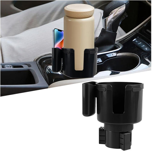 2 in 1 Car Cup Holder Expander with Phone Holder, 2.6"-3.93" Vehicle Cupholder Extender Adapter with Expandable Base, Auto Interior Water Bottle Accessories, Universal fit