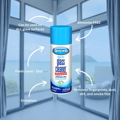 Sprayway Ammonia-Free Glass Cleaner, Foaming Action - Streakless Shine, 15 Ounce (Pack of 1)