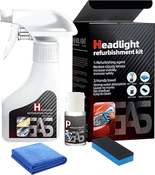 Headlight Restoration Kit, Automotive Headlight Cleaner Polishing Kits, Headlamp Repair Polisher Cleaning Kits Ceramic Coating Spray Head Light Restoring Kit for All Vehicle Types