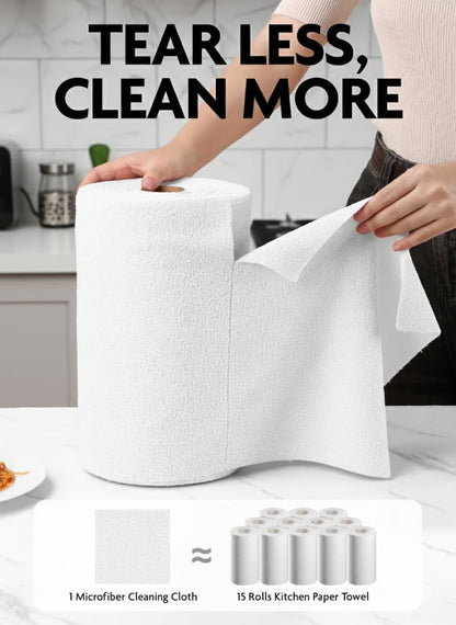 Fantasticlean Microfiber Cleaning Cloth Roll -75 Pack, Tear Away Microfiber Towels, 12" x 12", Reusable, Washable, Scratch Free, Ultra Absorbent for All-Around Cleaning Supplies (DimGray)