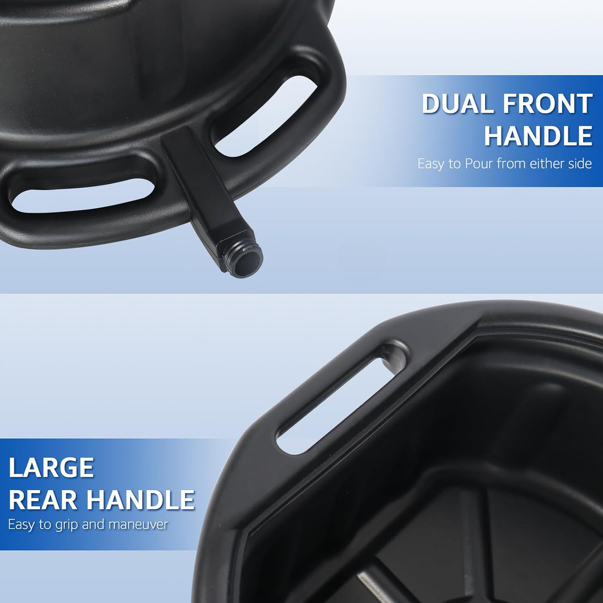 HKTE 16L Oil Drain Pan, 4.2 Gallon Large Capacity Oil Change Pan with Anti-Splash Lip & Wide Pour Spout, Heavy Duty HDPE Oil Catch Container for Cars, Trucks, SUV Maintenance