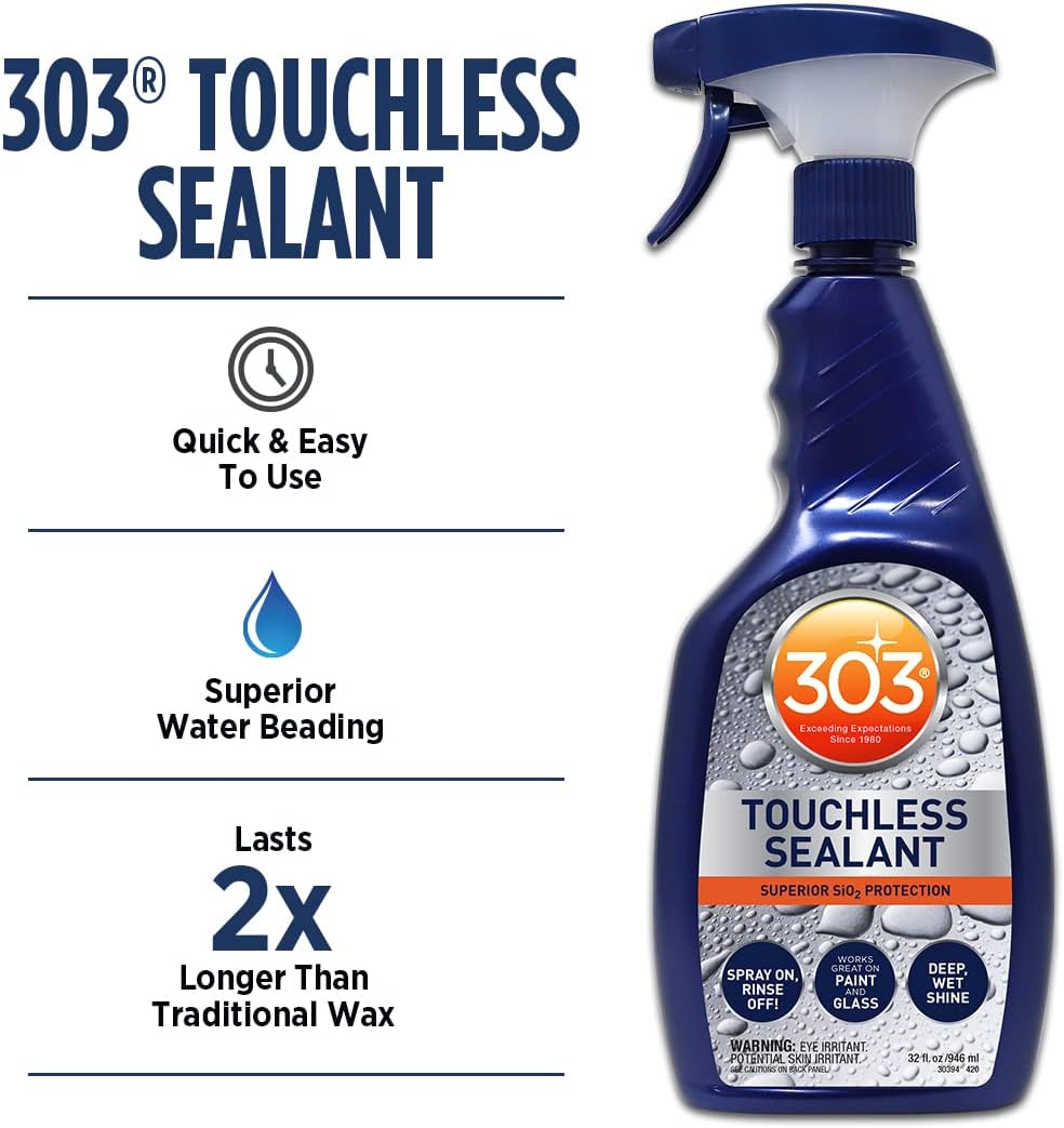 303 Products Touchless Sealant - SiO2 Water Activated Paint & Glass Protection - Spray On, Rinse Off - Lasts 2X Longer Than W- Deep, Wet Shine, 32 fl. oz. (30394CSR)