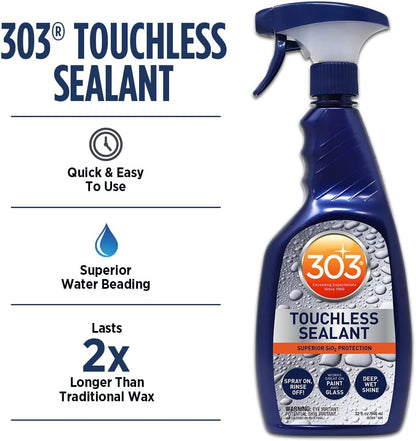 303 Products Touchless Sealant - SiO2 Water Activated Paint & Glass Protection - Spray On, Rinse Off - Lasts 2X Longer Than W- Deep, Wet Shine, 32 fl. oz. (30394CSR)