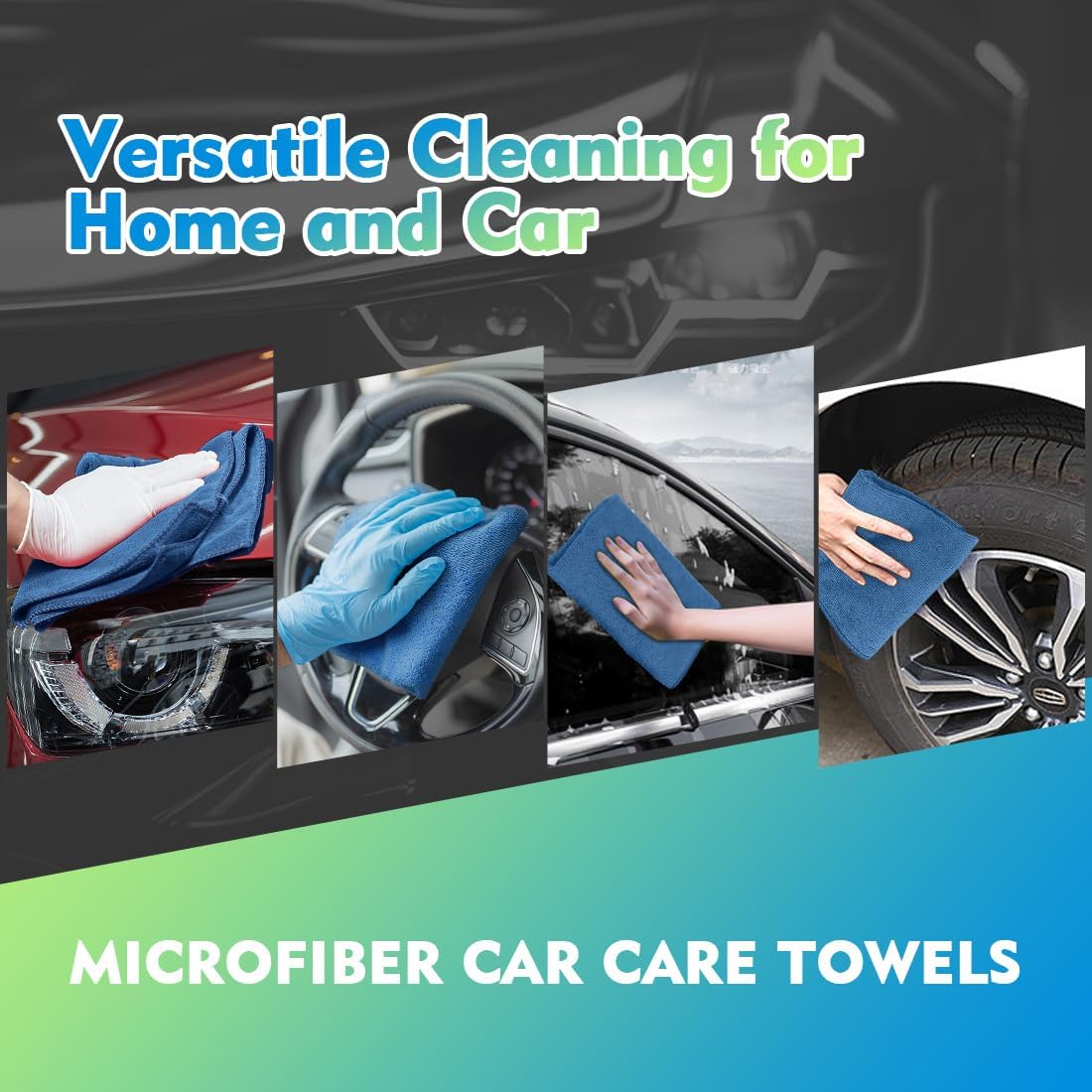 HOMEXCEL Microfiber Cleaning Cloth 12 Pack, 12.5 x 12.5 inch Microfiber Towels for Cars, Ultra Absorbent Washing Cloth, Lint Free Streak Free Cleaning Rags for Car, Kitchen, and Window (Grey)