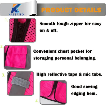 Hi Vis Reflective Safety Vest for Men Women with Chest Pocket Mesh High Visibility Class 2 Construction Vest,Meets ANSI/ISEA Standard(KZ179-Yellow-L)