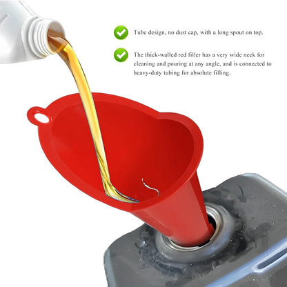 Oil Funnel, Multi-Purpose Plastic Long Neck Oil Funnel, Automotive Use Funnels for Filling Oils Lubricants Water Diesel, Kitchen Funnels for Filling Bottles Jars (Black)