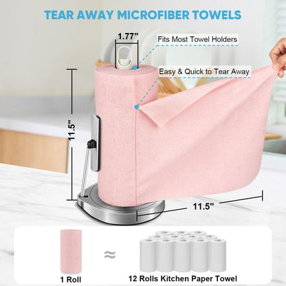 AIDEA Microfiber Cleaning Cloth Roll, Grey 75PK, Reusable Paper Towels Tear Away Cloth, Microfiber Towels for Cars, Wash Cloths, Lint Free Rags for House, Kitchen,Window,Cleaning Supplies 11.5"×11.5"