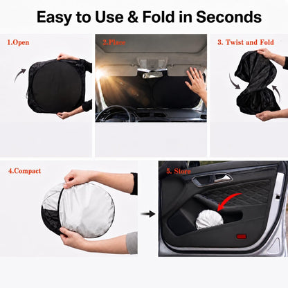 Car Windshield Sun Shade, Funny Cartoon Eyes Sun Visor for Car Windshield Universal Fits Sedan Compact Car Hatchback SUV, UV Heat Protection - 59 x 27.5