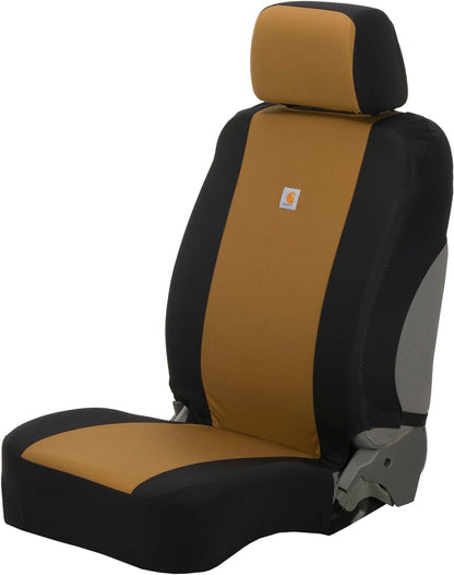 Carhartt Universal Nylon Duck Canvas Fitted Bucket Seat Cover, Durable Seat Protection with Rain Defender, Single, Black