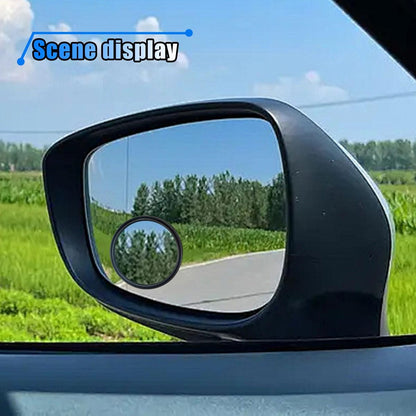 4PCS Car Blind Spot Mirror, 360° Wide Angle Convex Mirrors with Adjustable Frame, 2" Round Rear View Mirror, Adhesive HD Glass Side Mirror for Most Cars Trucks SUVs (Black)