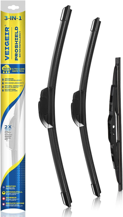 3 Pack Windshield Wiper Blades Compatible with Mazda CX-5 2017-2025 and CX-9 2016-2023, Front and Rear, 24" 18" 14" - Colors B