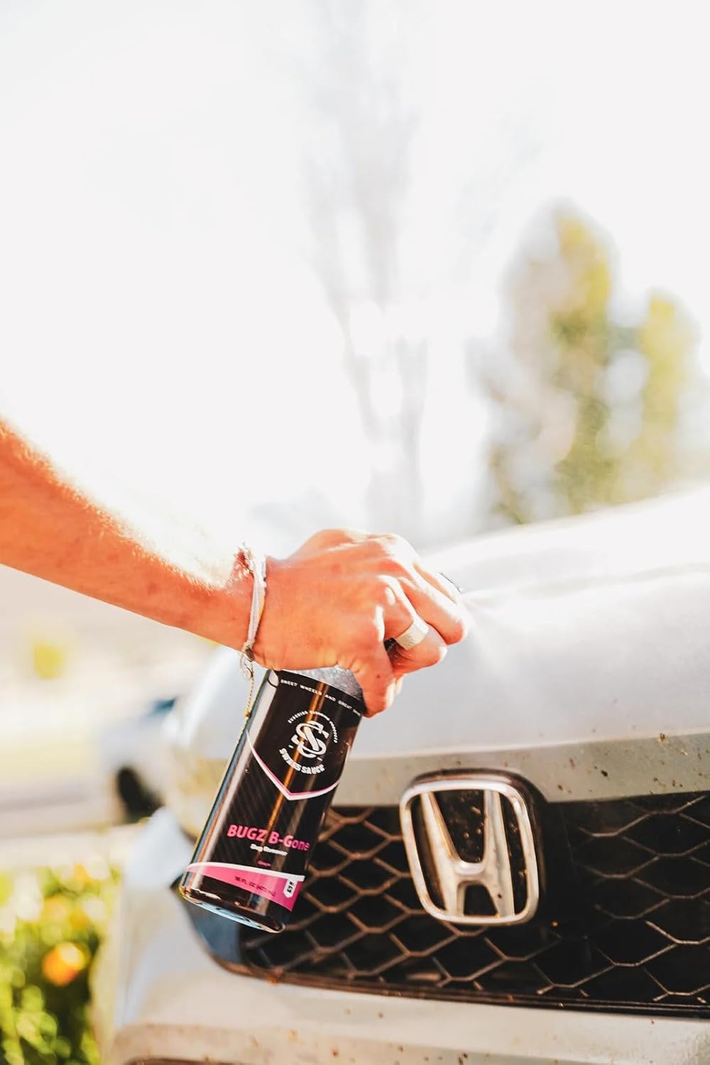 Bugz B-Gone | Grape Scent | Bug Remover 16oz bottle by Swags Sauce - Designed to break down bug residues on contact, making it easier to wash away with minimal scrubbing.