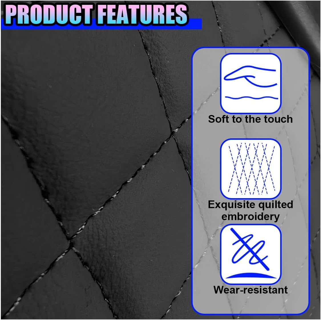 Leather Car Center Console Cover, Universal Automotive Armrest Booster Cushion, Vehicle Middle Console Organizer with 2 Cup Holders, Side Storage Bag, Tissue Box & Phone Slot(Black)