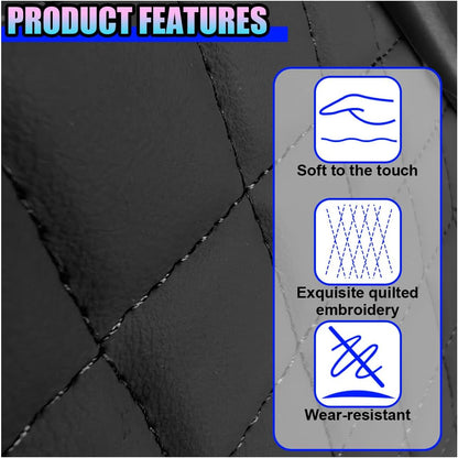 Leather Car Center Console Cover, Universal Automotive Armrest Booster Cushion, Vehicle Middle Console Organizer with 2 Cup Holders, Side Storage Bag, Tissue Box & Phone Slot(Black)