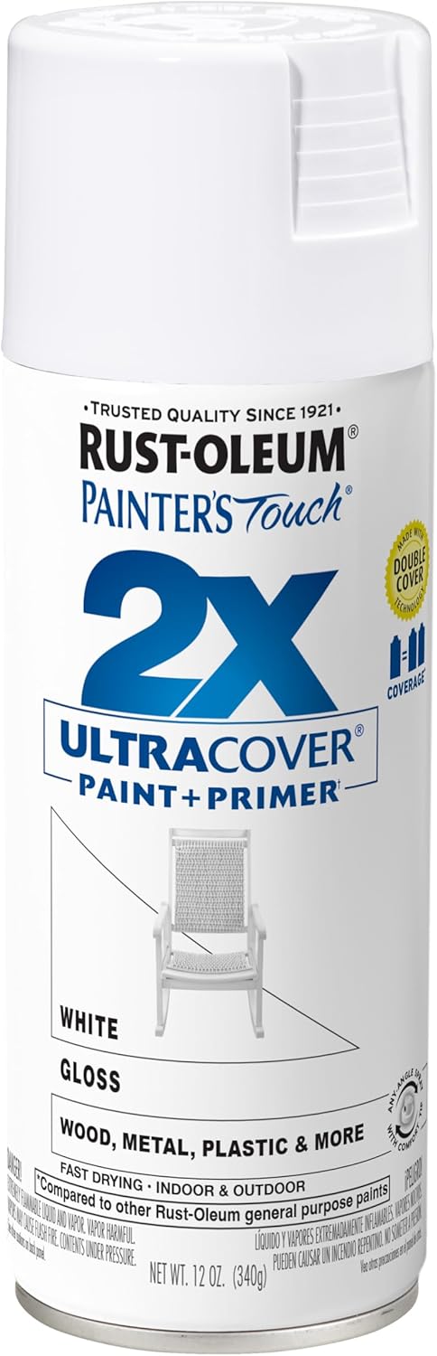 Rust-Oleum 334029 Painter's Touch 2X Ultra Cover Spray Paint, 12 oz, Gloss Clear - Colors F