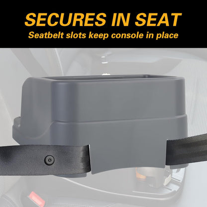 Large Size Plastic Console for Cars, Trucks, Minivans, SUVs with 2 Adjustable Drink Cup Holders Phone Book Holder, Back Bench and Front Seat or Floor Middle Console Universal Vehicle Organizer Black