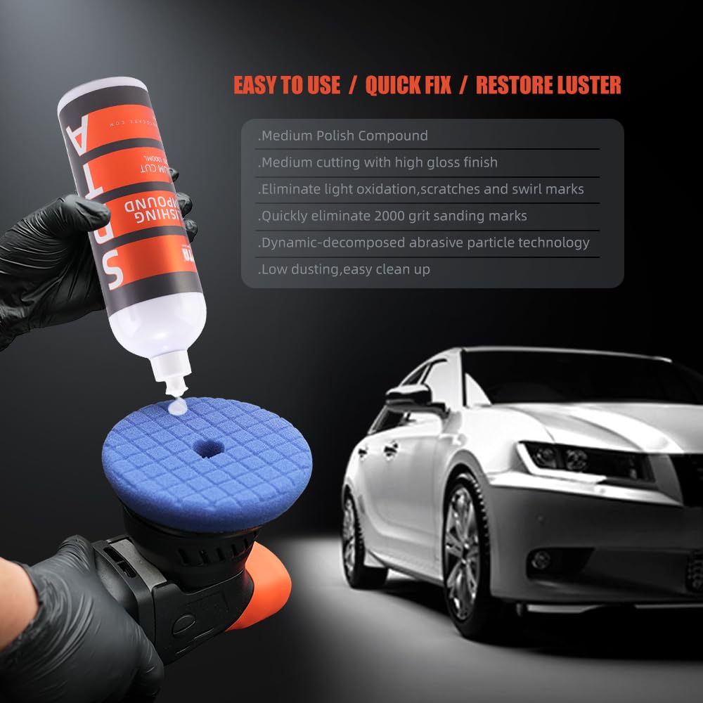 Mix Polishing Compound, SPTA 4.06oz (120ml) Polishing Compound Car Scratch & Swirl Remover Rubbing Compound & Finishing Polish Buffing Compound Swirl Remover for Cars Automotive Paint Correction