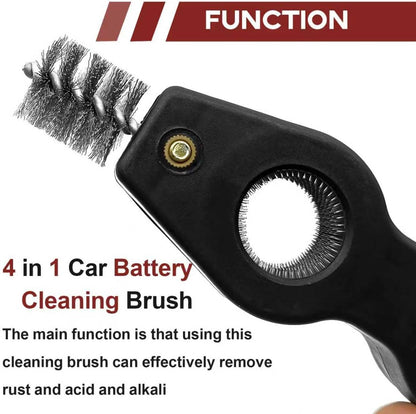 4 in 1 Car Battery Terminal Cleaning Brush, Anti-Rust Auto Battery Cleaner Brush Tool, Universal for Automotive and Marine for Plumbing Installation Soldering Brazing, Car Accessories (Blue)