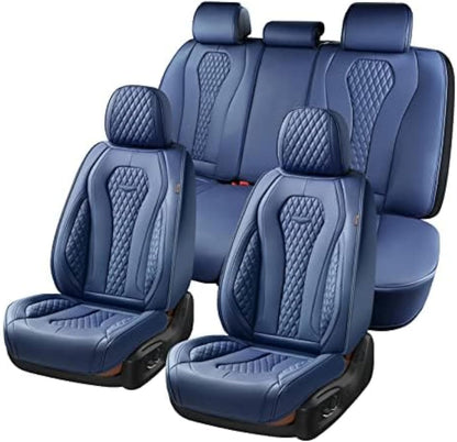 Coverado Seat Covers, Car Seat Covers Full Set, Black Car Seat Cover, Car Seat Covers Front Seats Back Seat Cover, Waterproof Car Seat Cushion, Leather Seat Covers Seat Protector Fit for Most Cars