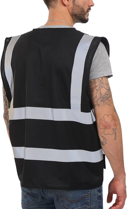 Dib Safety Reflective Safety Vest for Men Women, High Visibility Vest with Pockets and Zipper, ANSI Class 2
