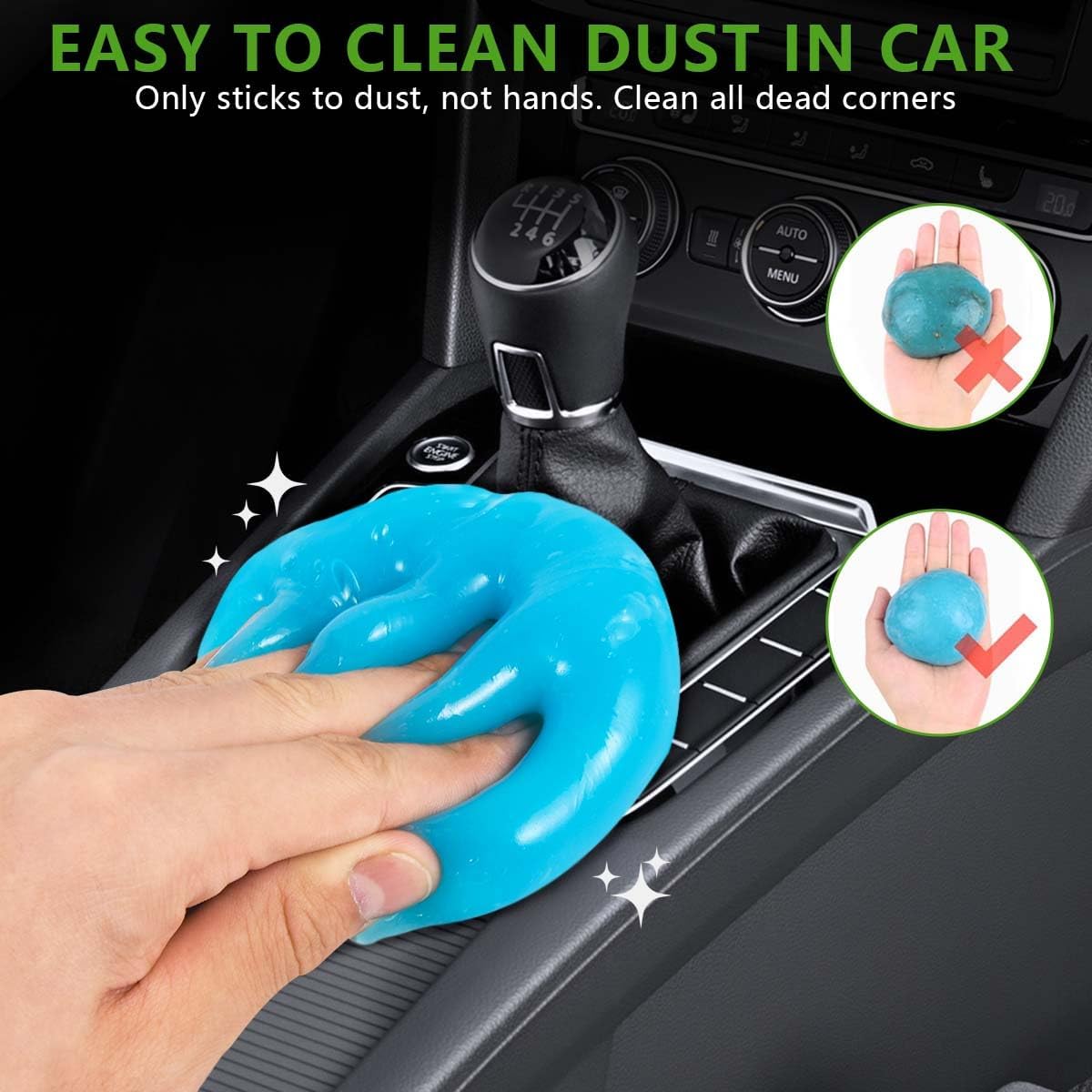 SenseYo 2 Pack Car Cleaning Gel Slime Clean Putty Dust Remover Car Interior Cleaner Kit Supplies Accessories Auto Detailing Tools for Air Vents Consoles Cup Holders Keyboards Notebook Camera