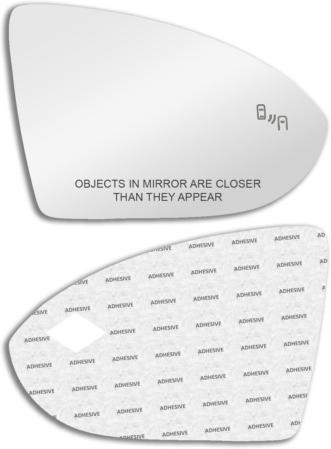 Blind Spot Passthrough Mirror Glass with Full Size Adhesive for Volkswagen | 2015 – 2021 Golf | 2019 – 2024 Jetta | 2015 – 2024 GTI | Passenger Side View Right RH