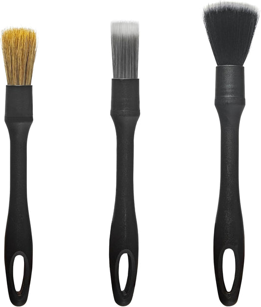 Detailing Brush Set -5 Different Sizes Premium Natural Boar Hair Mixed Fiber Plastic Handle Automotive Detail Brushes for Cleaning Wheels, Engine, Interior, Air Vents, Car, Motorcy