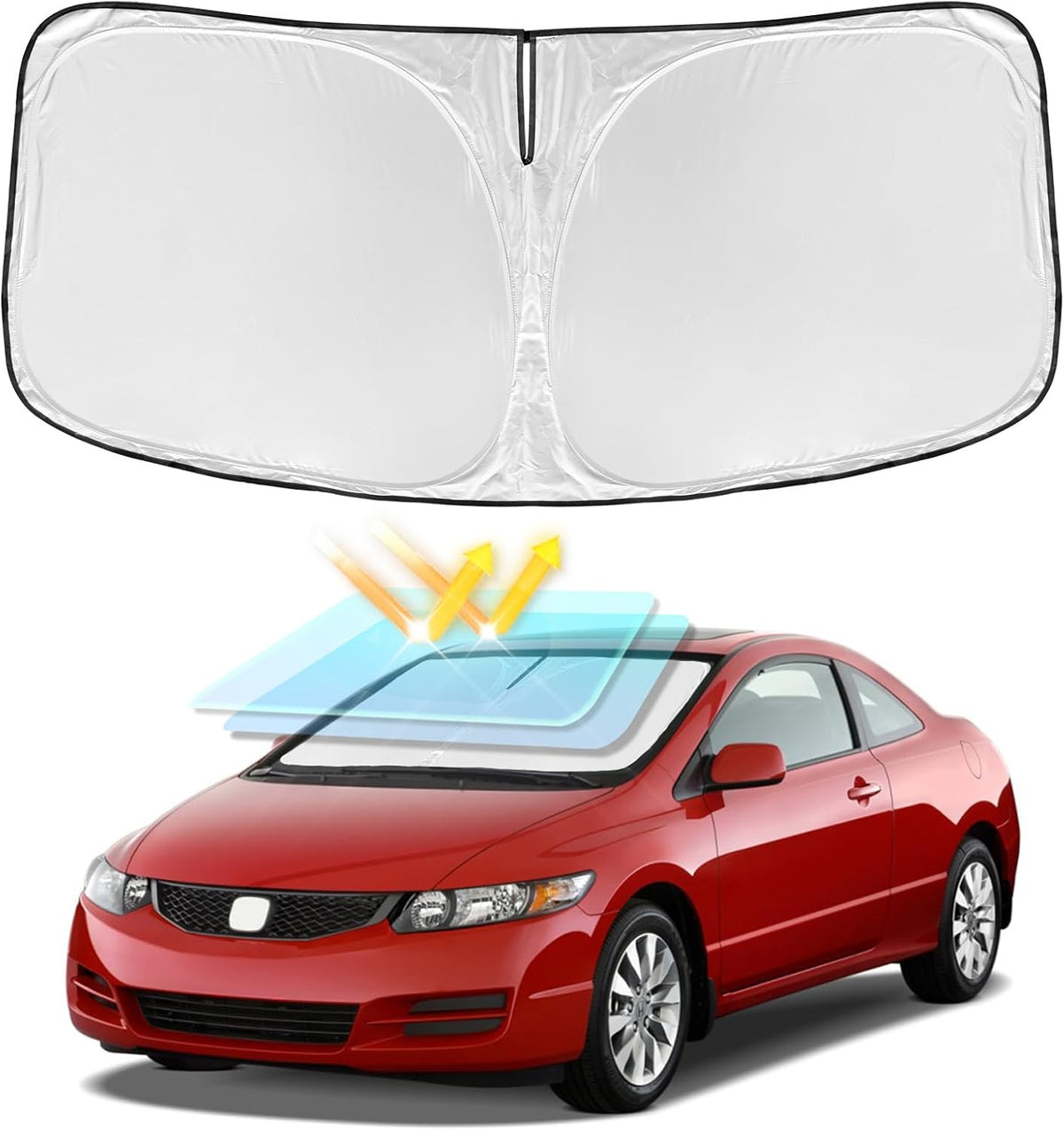 for Toyota Tacoma 2016-2023 2024 2025 2026 Sun Shade Sunshade Windshield Cover - 4 Layers Front Window Shade Custom Fit Tacoma 2Dr 4Dr Pickup Sun Visor 240T Shade Blocks UV Rays Car Accessories - Colors D