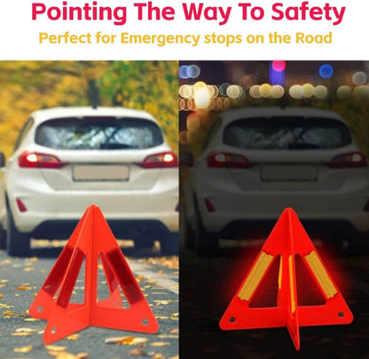 Akozon Emergency Triangles, Portable Car Roadside Triangles Emergency Breakdown Reflective Triangle For Car Warning Safety Road Stop Sign